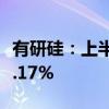 有研硅：上半年净利润为1.3亿元 同比下降19.17%