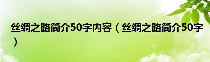 丝绸之路的历史故事（丝绸之路的介绍视频1分钟）