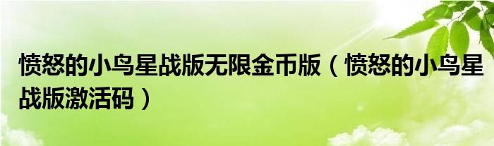 愤怒的小鸟星战版2破解（愤怒的小鸟星战1）