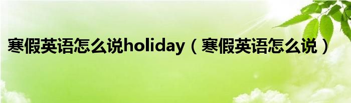 寒假,英语怎么说（寒假的英语咋说）