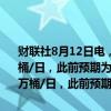 财联社8月12日电，欧佩克月报预计2024年全球原油需求增速为211万桶/日，此前预期为225万桶/日。预计2025年全球原油需求增速为178万桶/日，此前预期