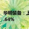 华明装备：上半年净利润3.15亿元 同比增长9.64%