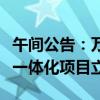 午间公告：万马股份拟与镇海炼化等共同投资一体化项目立项