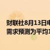财联社8月13日电，IEA月报显示，维持2025年全球石油总需求预测为平均1.04亿桶/天。