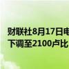 财联社8月17日电，印度政府将原油暴利税从每吨4600卢比下调至2100卢比，自8月17日起生效。
