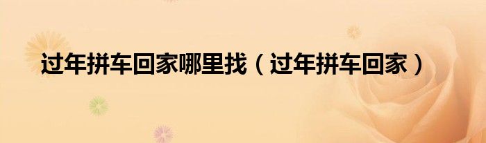 过年拼车回家怎么收费（过年拼车回家2020）
