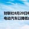 财联社8月20日电，丰田将在日本采用一体化压铸技术生产电动汽车以降低成本。