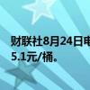 财联社8月24日电，上期所原油期货夜盘收涨2.08%，报555.1元/桶。