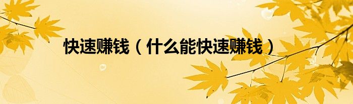 快速赚钱有什么好办法（什么能快速赚钱）