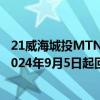 21威海城投MTN003：票面利率下调278个基点至1.00% 2024年9月5日起回售申请