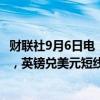 财联社9月6日电，非美货币普涨，欧元兑美元短线走高70点，英镑兑美元短线走高90点。