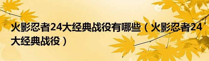 火影忍者24大经典战役视频（火影忍者十二大经典战役）