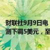 财联社9月9日电，摩根士丹利将第四季度布伦特原油价格预测下调5美元，至75美元/桶。