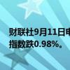 财联社9月11日电，香港恒生指数开盘跌1.06%。恒生科技指数跌0.98%。