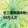 长三角铁路中秋小长假运输方案出台 5天预计发送旅客逾1500万人次