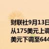 财联社9月13日电，投行Bernstein将甲骨文公司目标股价从175美元上调至201美元，将Adobe公司目标股价从660美元下调至644美元。