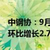 中钢协：9月上旬重点统计钢铁企业粗钢日产环比增长2.7%