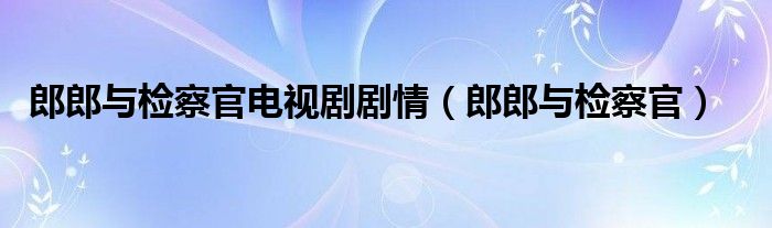 郎郎与检察官出师表（郎郎与检察官电视剧免费观看）
