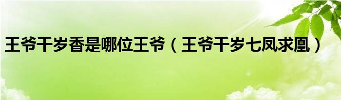 王爷千岁香是哪位王爷（王爷千岁香是什么形状）