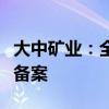 大中矿业：全资子公司矿产资源储量通过评审备案