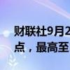 财联社9月20日电，英镑兑美元短线走高20点，最高至1.3313。