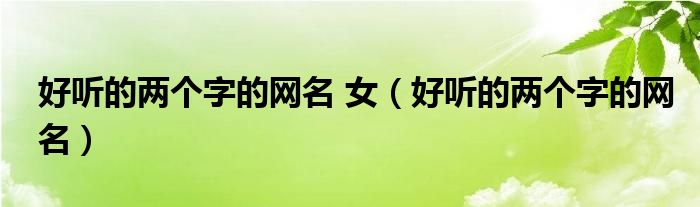好听的两个字的网名女生（好听的两个字女网名气质）