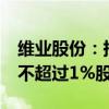 维业股份：持股5%以上股东众英集计划减持不超过1%股份