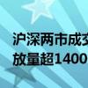 沪深两市成交金额突破3000亿元 较昨日此时放量超1400亿元
