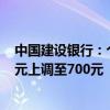 中国建设银行：个人黄金积存业务定期积存起点金额由600元上调至700元