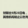 财联社9月28日电，土耳其总统埃尔多安表示，他呼吁联合国安理会和其他机构制止以色列对黎巴嫩、加沙和约旦河西岸拉马拉的袭击。