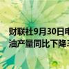 财联社9月30日电，印度8月份煤炭产量同比下降8.1%，原油产量同比下降3.4%。