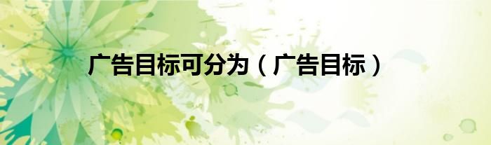 广告目标可分为（广告目标包括哪些方面）