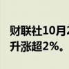 财联社10月2日电，富时A50指数期货持续拉升涨超2%。