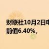 财联社10月2日电，欧元区8月失业率为6.4%，预期6.4%，前值6.40%。