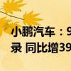 小鹏汽车：9月交付21352辆创月度交付新纪录 同比增39%