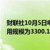 财联社10月5日电，美联储周五隔夜逆回购协议（RRP）使用规模为3300.12亿美元。