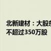 北新建材：大股东、副董事长贾同春及其一致行动人拟减持不超过350万股