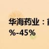 华海药业：前三季度净利润预计同比增长37%-45%