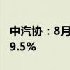 中汽协：8月汽车整车出口61万辆 同比增长39.5%