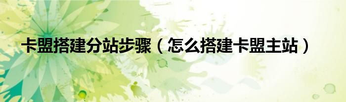 卡盟建立分站（卡盟搭建分站教程）
