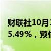 财联社10月14日电，印度9月份CPI同比增长5.49%，预估为5.10%。