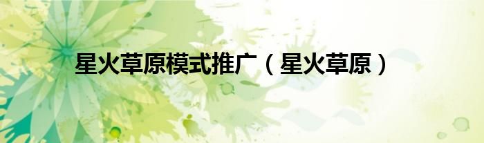 星火草原推广（星火模式）