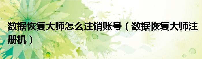 数据恢复大师账号是什么（数据恢复大师账号分享）