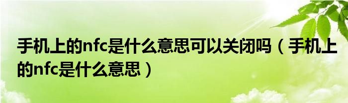 手机上的Nfc代表什么意思（nfc功能什么意思怎么关闭）