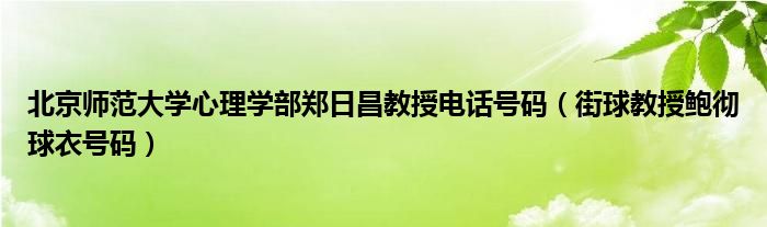 北京教授郑日昌讲课（北京师范大学教授郑日昌学习方法）