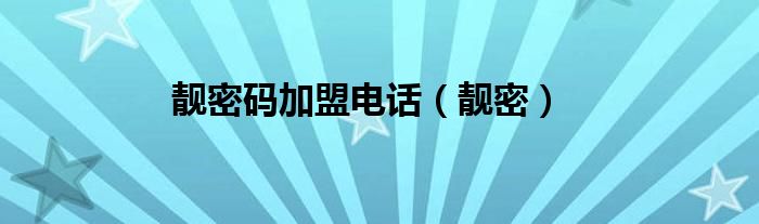 靓密码加盟费是多少（靓密码官方价格表）