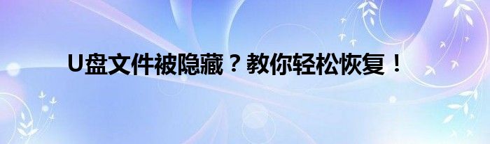 u盘文件被隐藏了怎么找出来（u盘里被隐藏的文件怎么恢复）