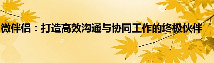 微伴助手是啥（微伴什么意思）