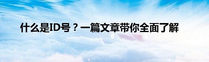 什么是id号?（什么是id号例如）