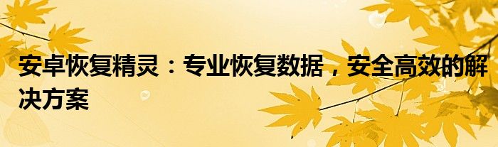 强力安卓恢复精灵的使用教程（安卓恢复专家免费恢复）